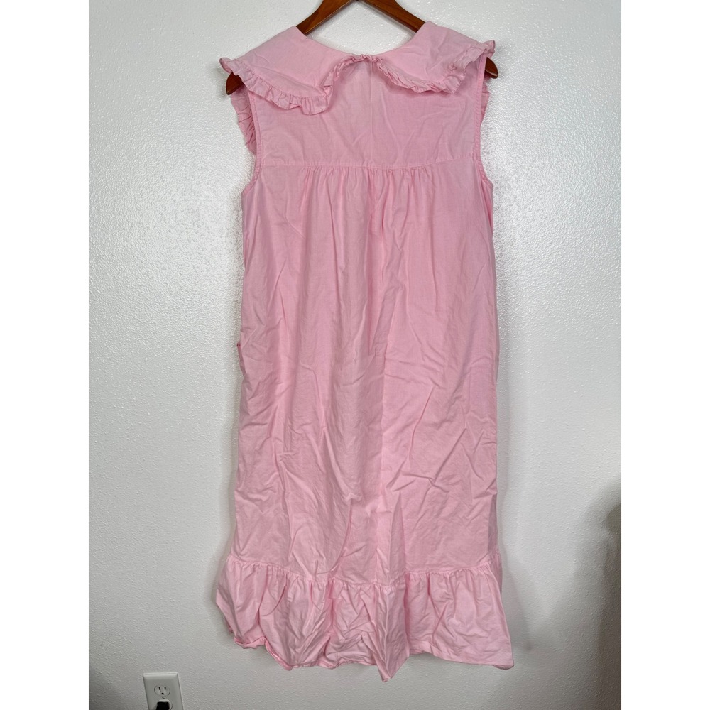 True Colors Vintage 1994 Pink Cotton Nightgown Floral Embroidered Ruffle Large - Picture 2 of 6